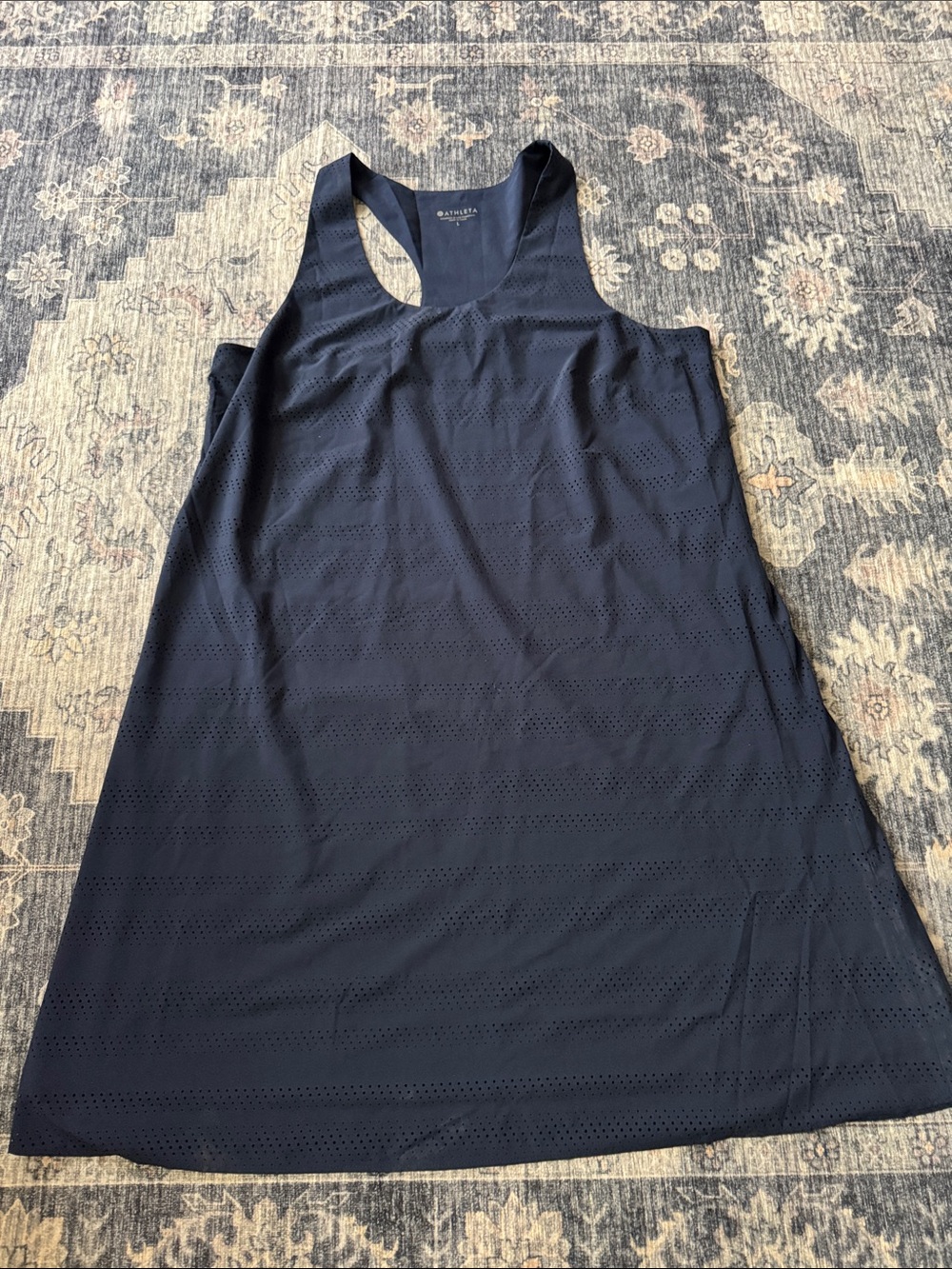 Athleta Navy Perforated Racerback Midi Dress
